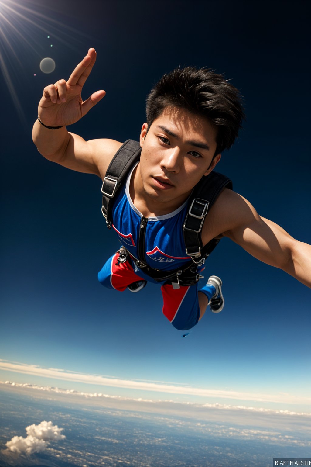 man skydiving in the air