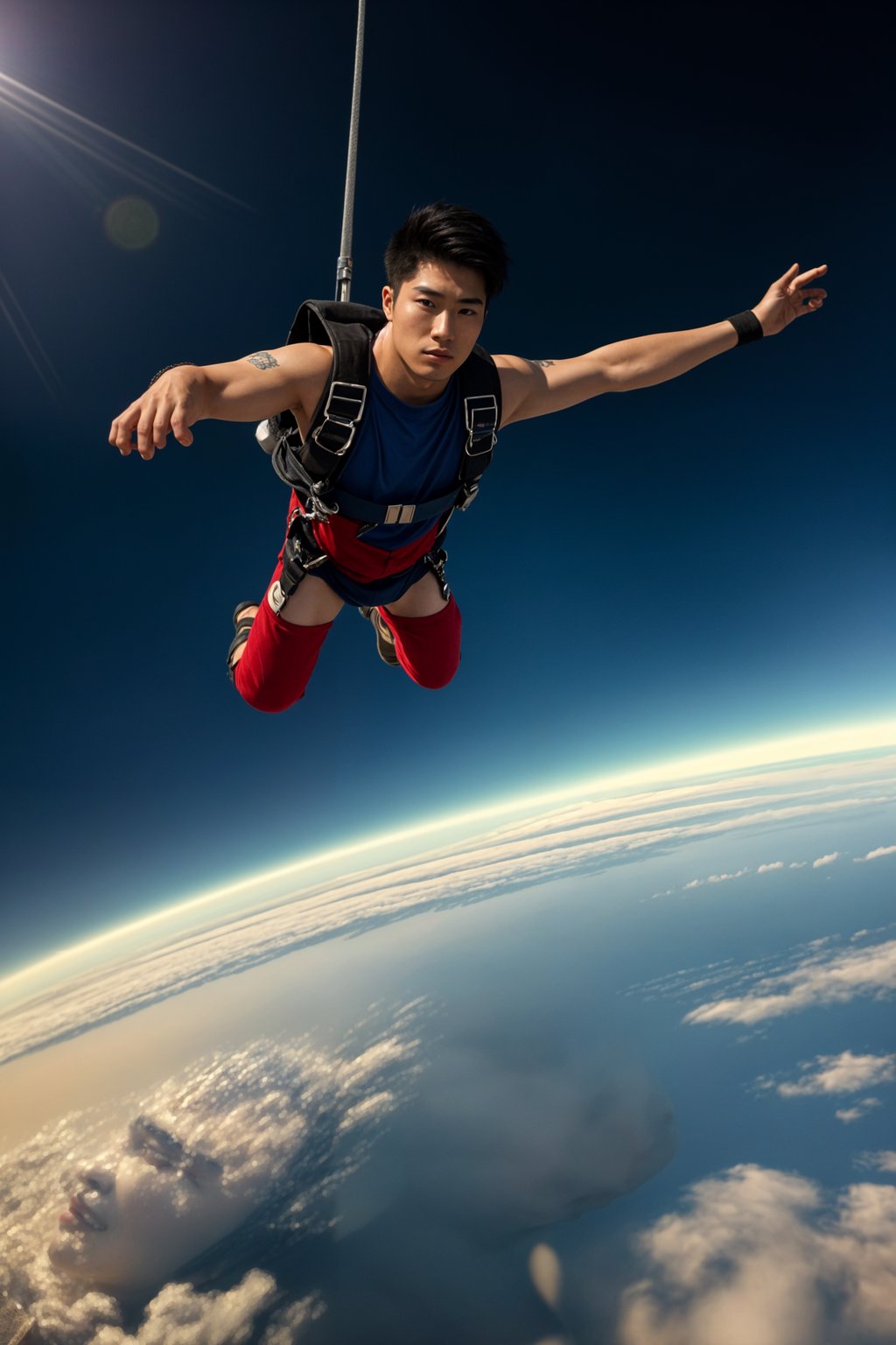 man skydiving in the air