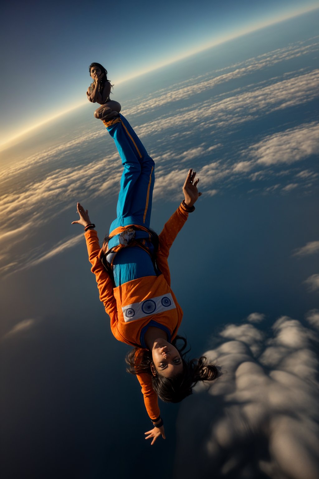 woman skydiving in the air