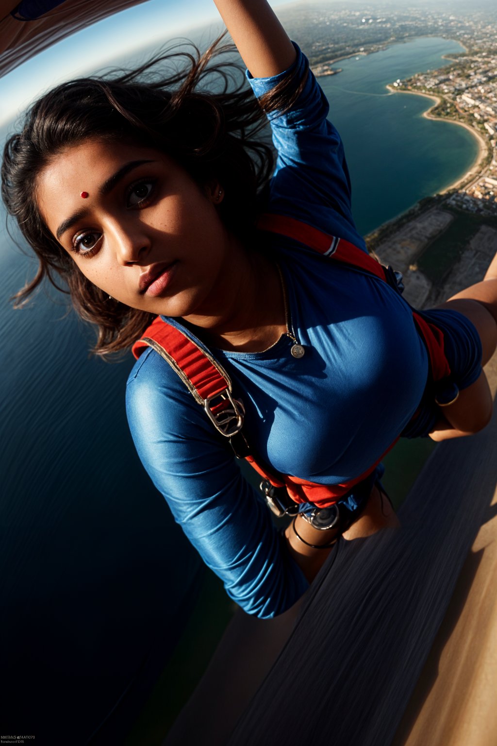 woman skydiving in the air