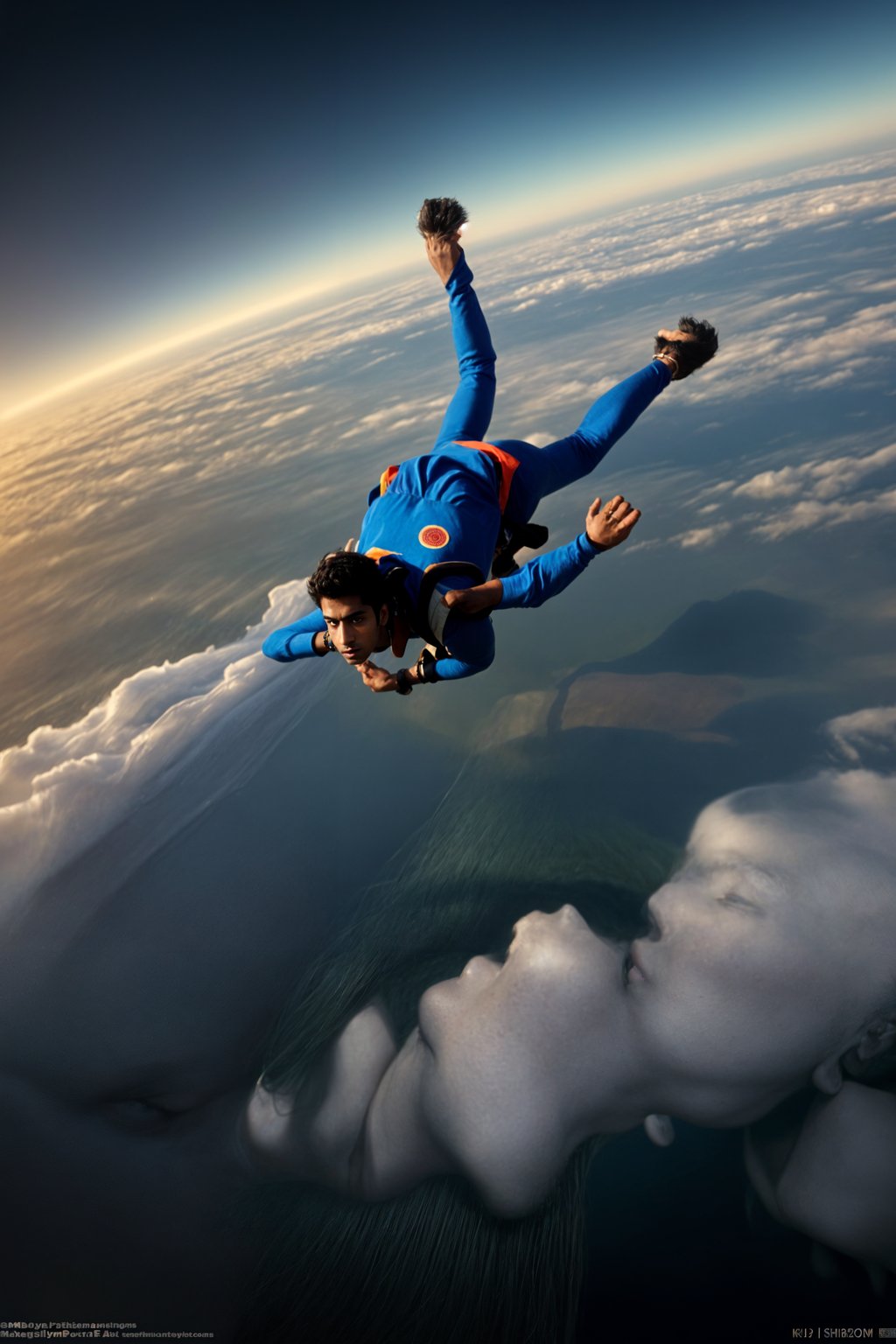man skydiving in the air