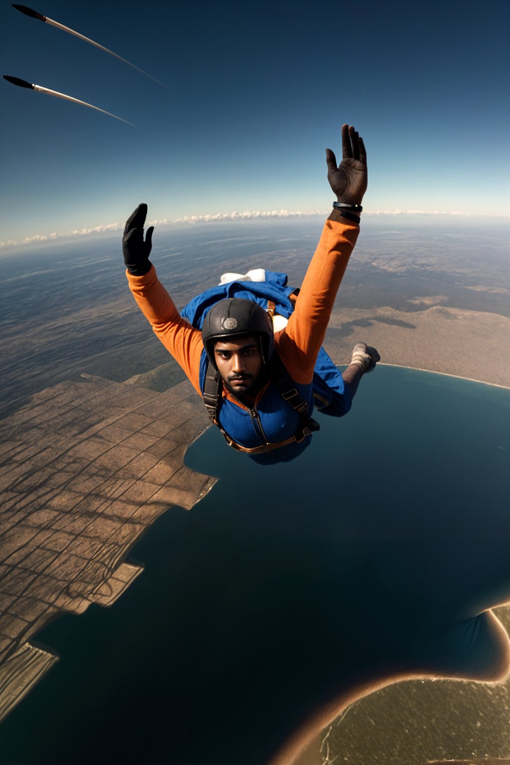 man skydiving in the air