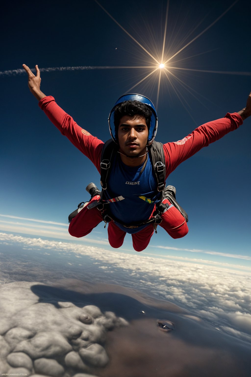 man skydiving in the air