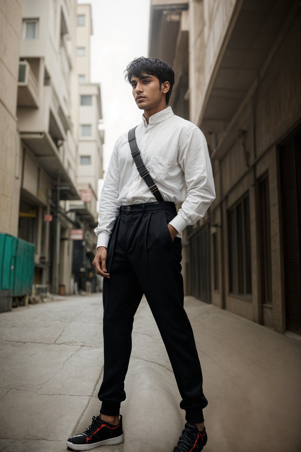 Korean man (with black hair) (as korean kpop k-pop idol) posing for photo, wearing Korean clothes, Korean fashion, Korean fashion, Korean makeup, (in front of solid background)