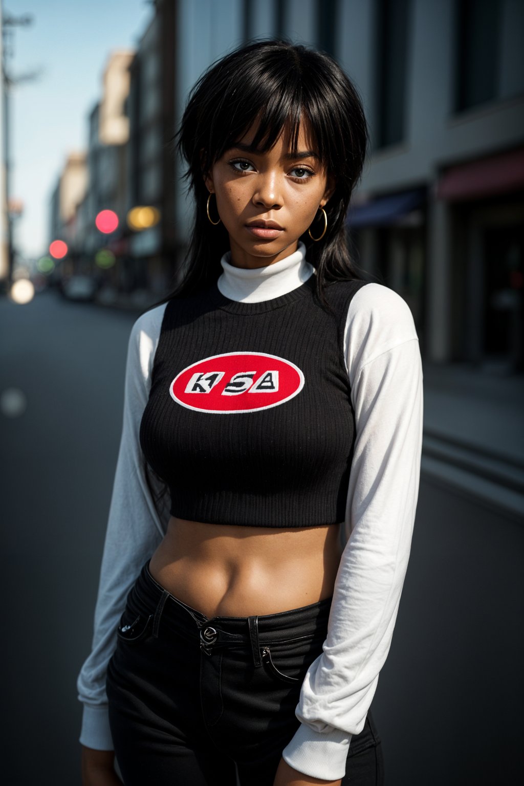 Korean woman (with black hair) (as korean kpop k-pop idol) posing for photo, wearing Korean clothes, Korean fashion, Korean fashion, Korean makeup, (in front of solid background)