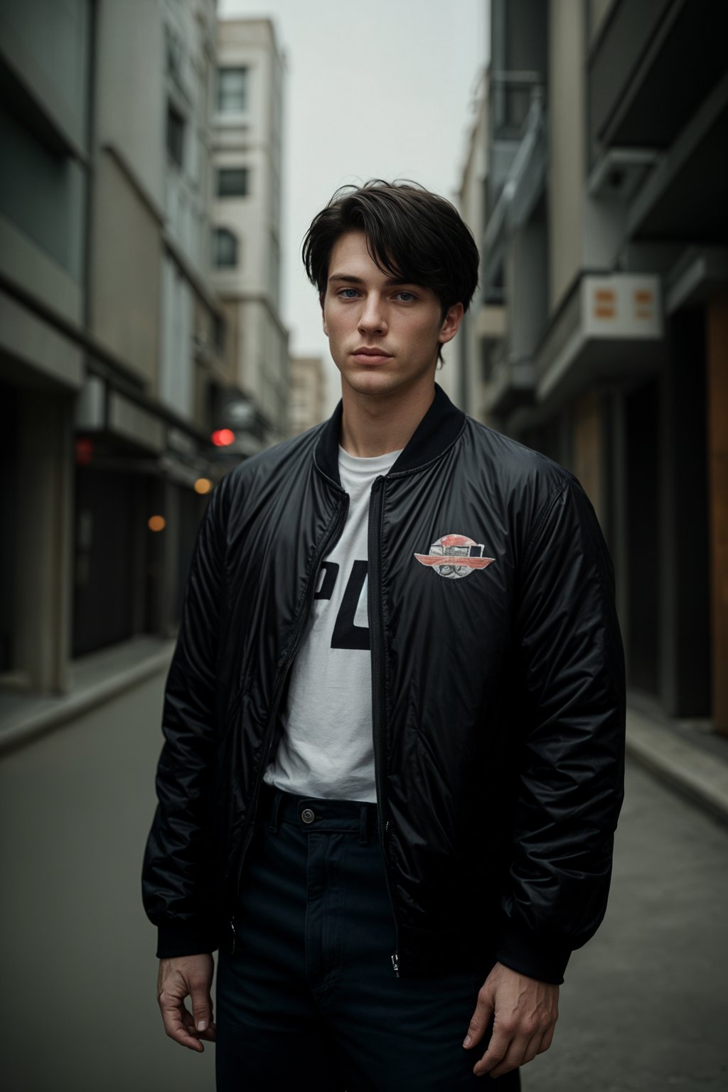 Korean man (with black hair) (as korean kpop k-pop idol) posing for photo, wearing Korean clothes, Korean fashion, Korean fashion, Korean makeup, (in front of solid background)