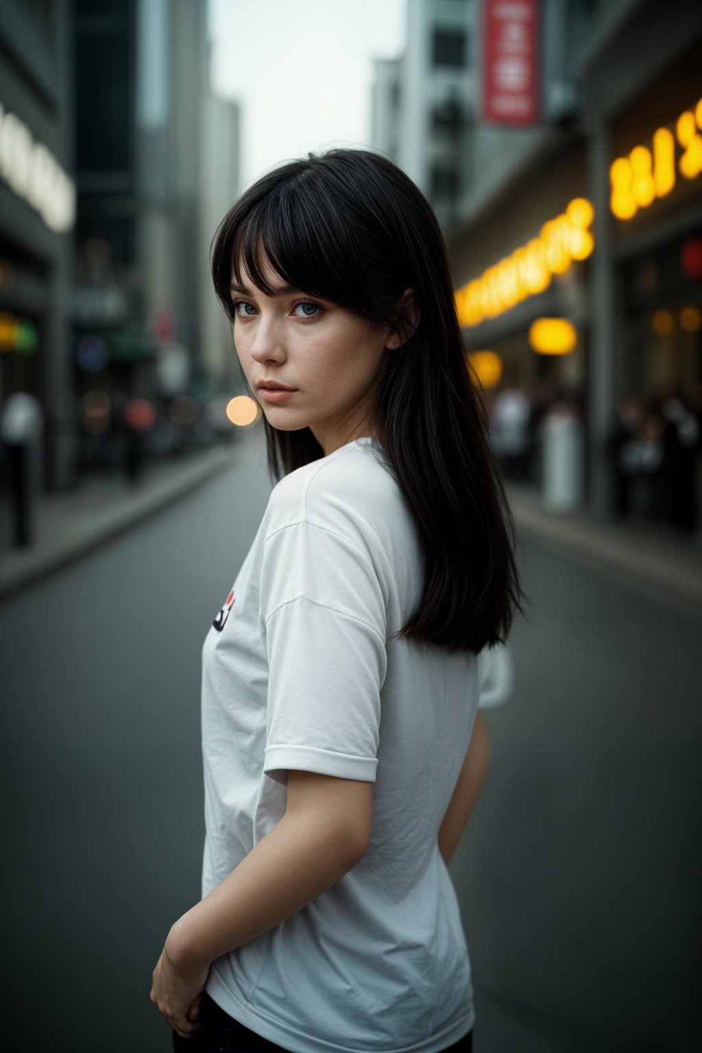 Korean woman (with black hair) (as korean kpop k-pop idol) posing for photo, wearing Korean clothes, Korean fashion, Korean fashion, Korean makeup, (in front of solid background)