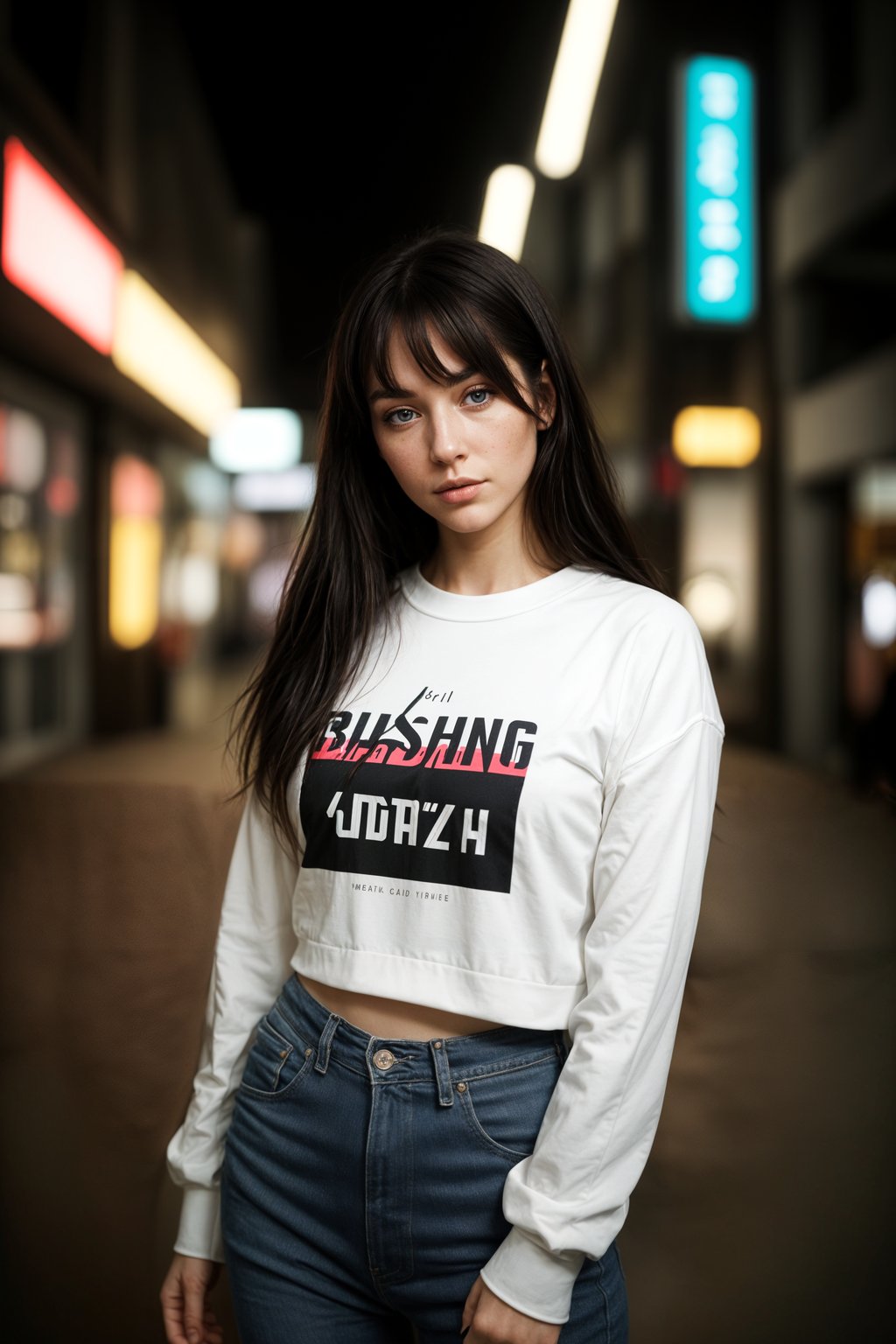 Korean woman (with black hair) (as korean kpop k-pop idol) posing for photo, wearing Korean clothes, Korean fashion, Korean fashion, Korean makeup, (in front of solid background)