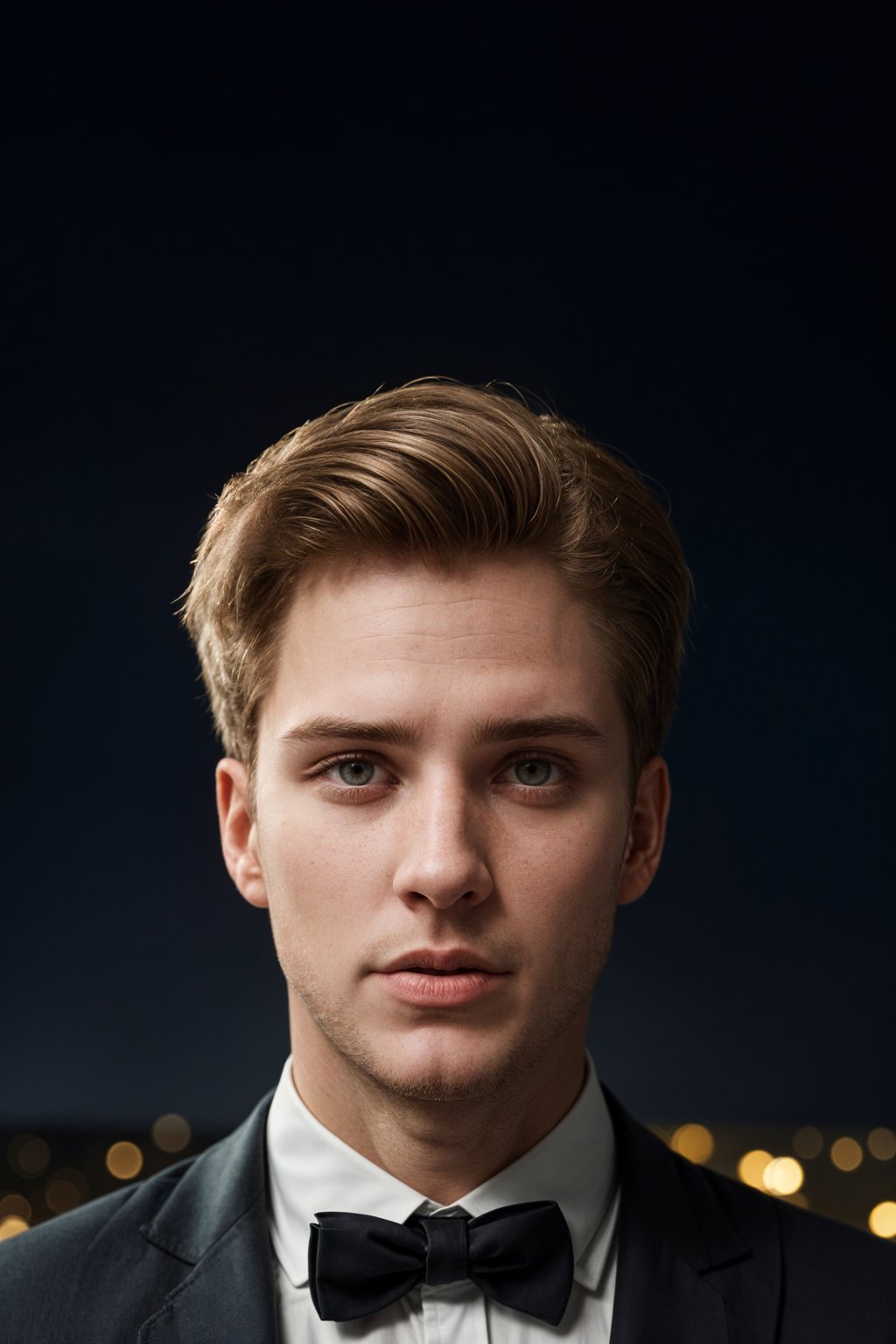 man with magnetic appeal, adorned in  luxurious cufflinks, against a starry night backdrop