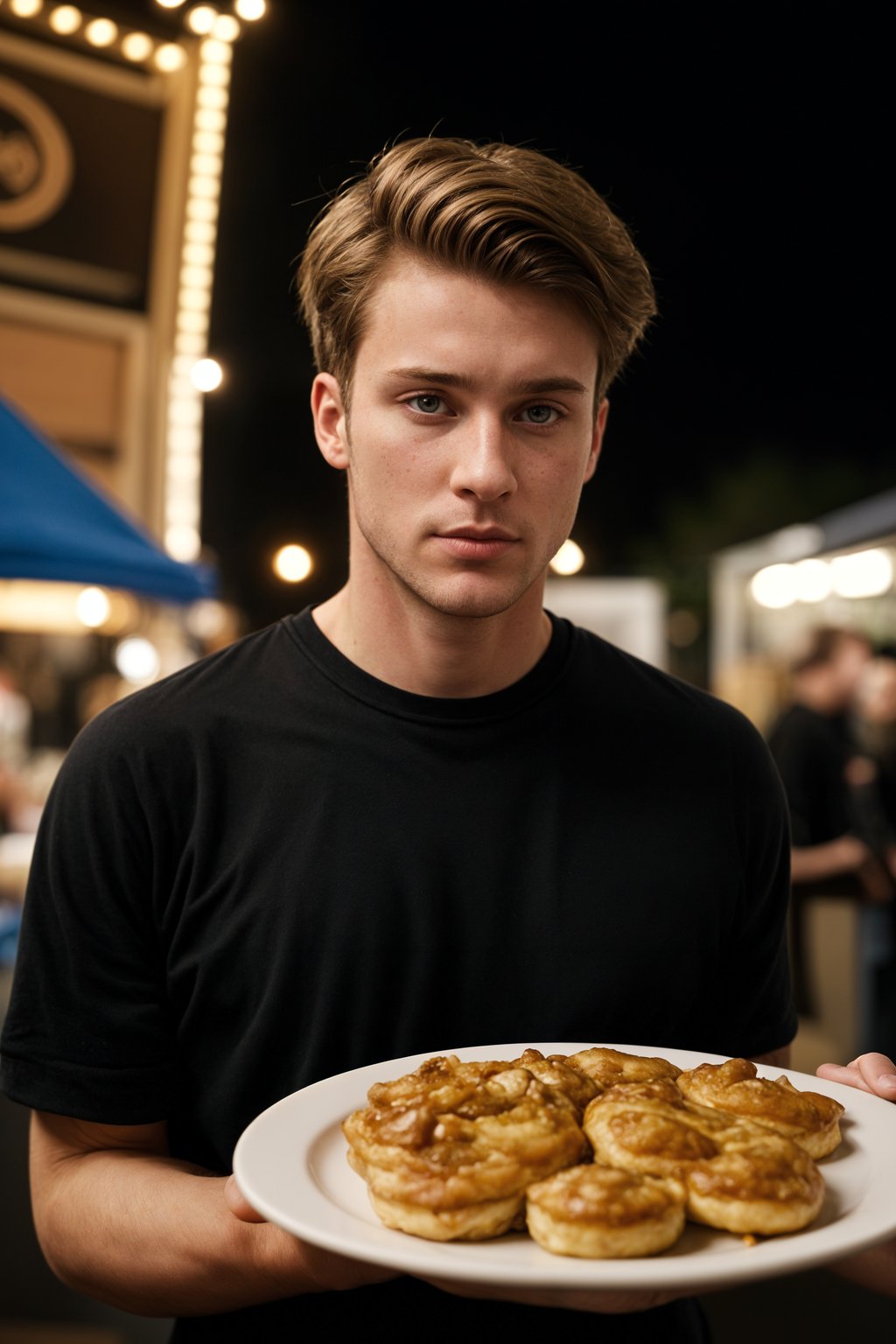 man at a pop-up food market at night, combining the love for street food with nightlife