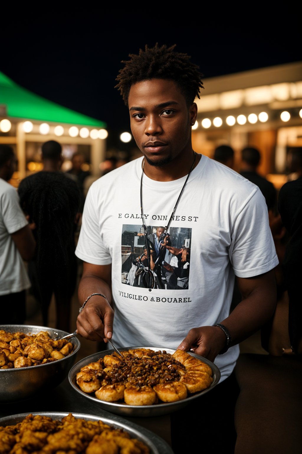 man at a pop-up food market at night, combining the love for street food with nightlife