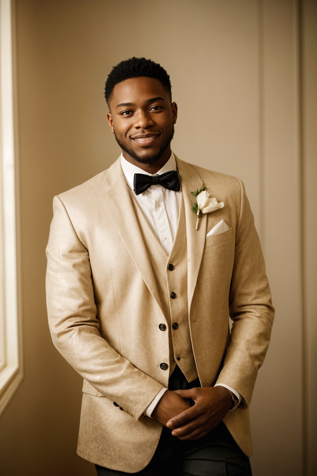 smiling man in wedding photoshoot. bridal style. wedding style. marriage style. wedding  suit.  golden hour