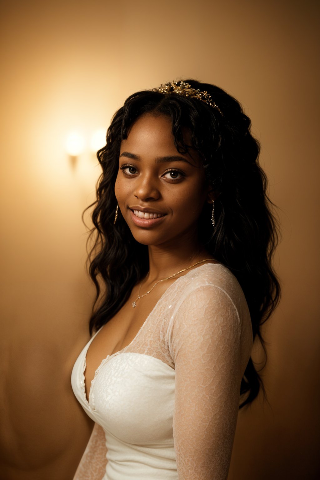 smiling woman in wedding photoshoot. bridal style. wedding style. marriage style. wedding dress .  golden hour