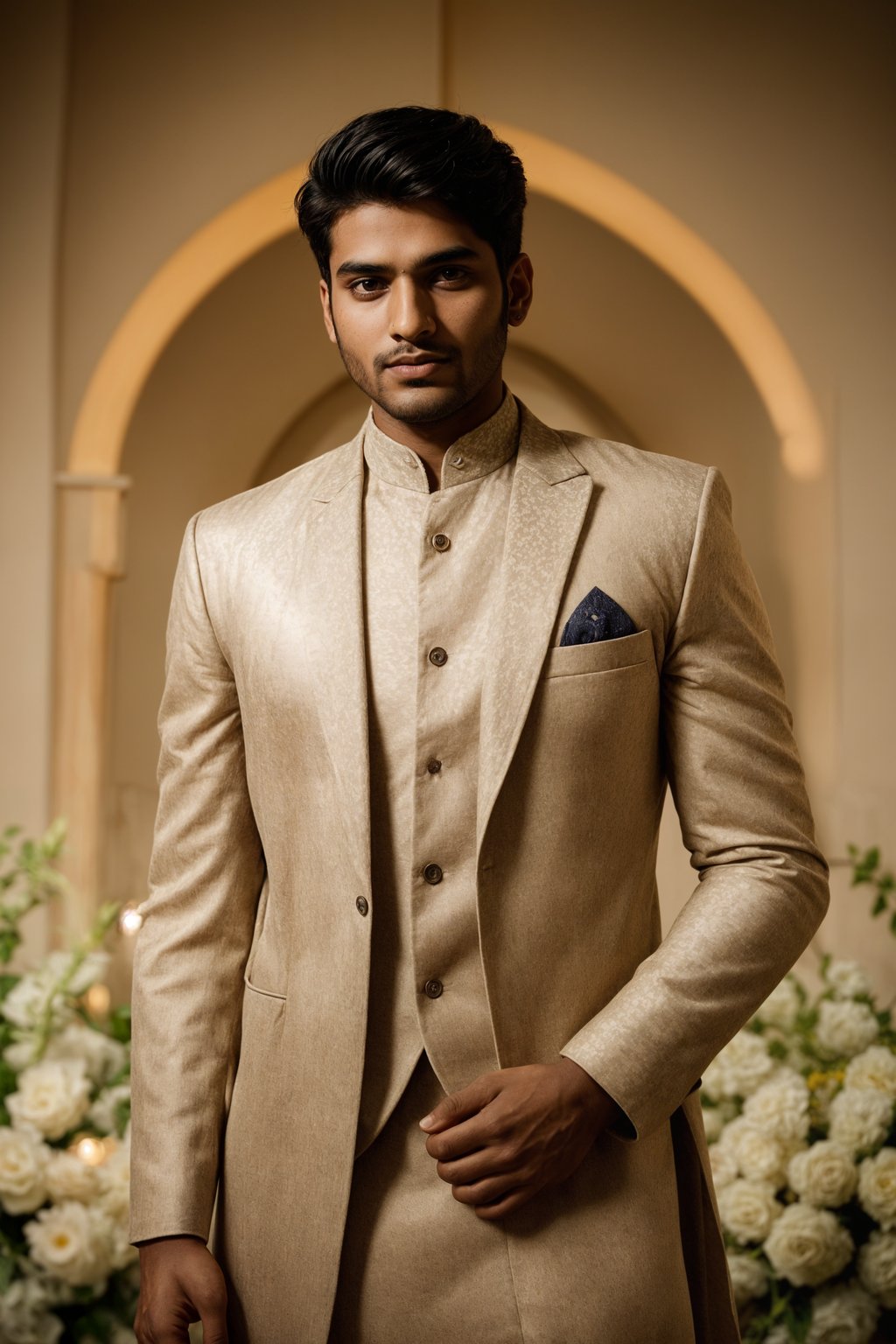 smiling man in wedding photoshoot. bridal style. wedding style. marriage style. wedding  suit.  golden hour