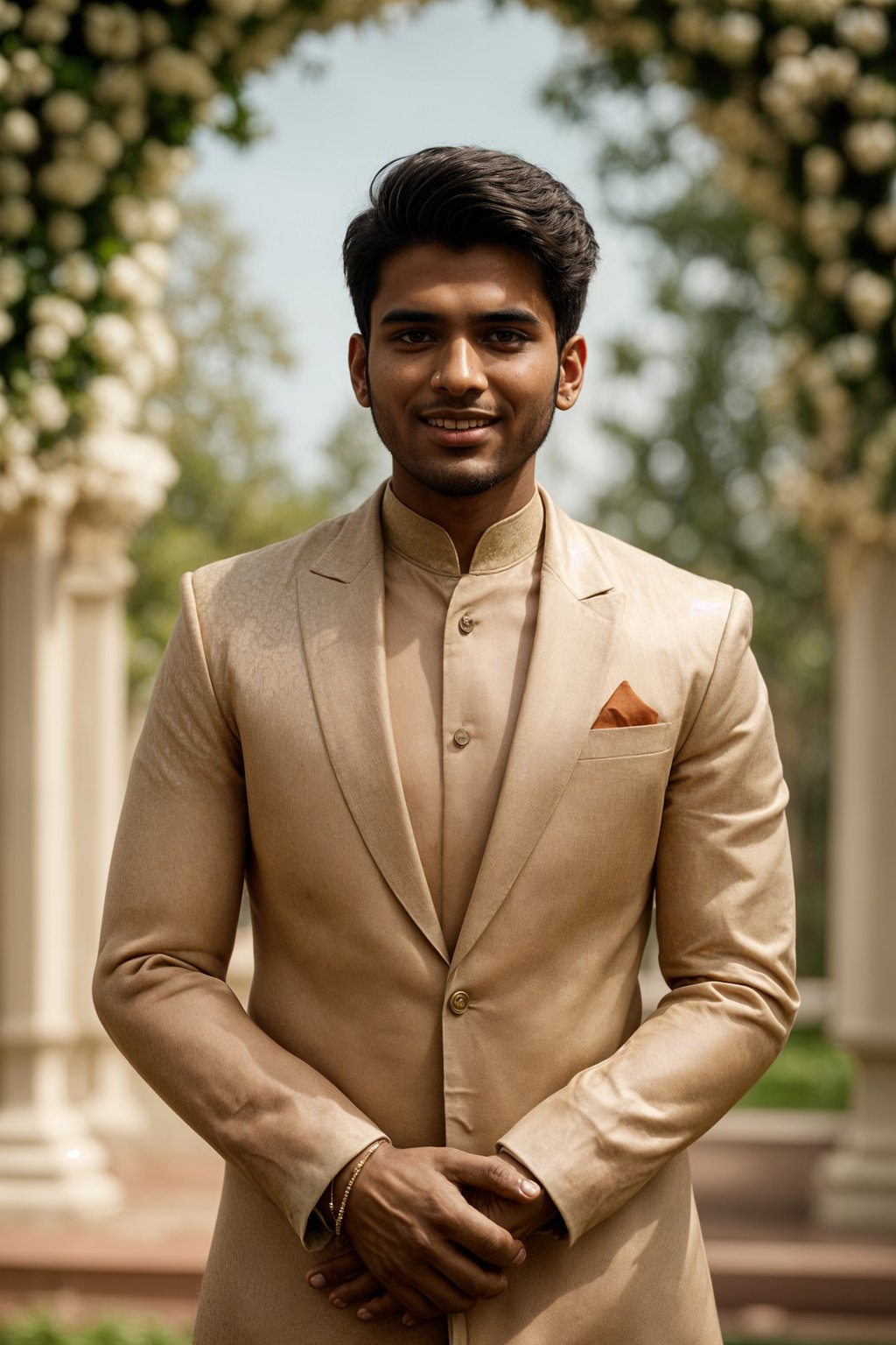 smiling man in wedding photoshoot. bridal style. wedding style. marriage style. wedding  suit.  golden hour