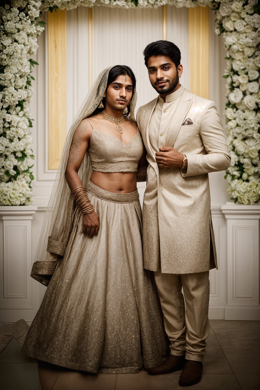 full body shot of smiling man in wedding photoshoot. Bridal style. Wedding style. Marriage style. Wedding  suit. At a glamorous hotel wedding venue.