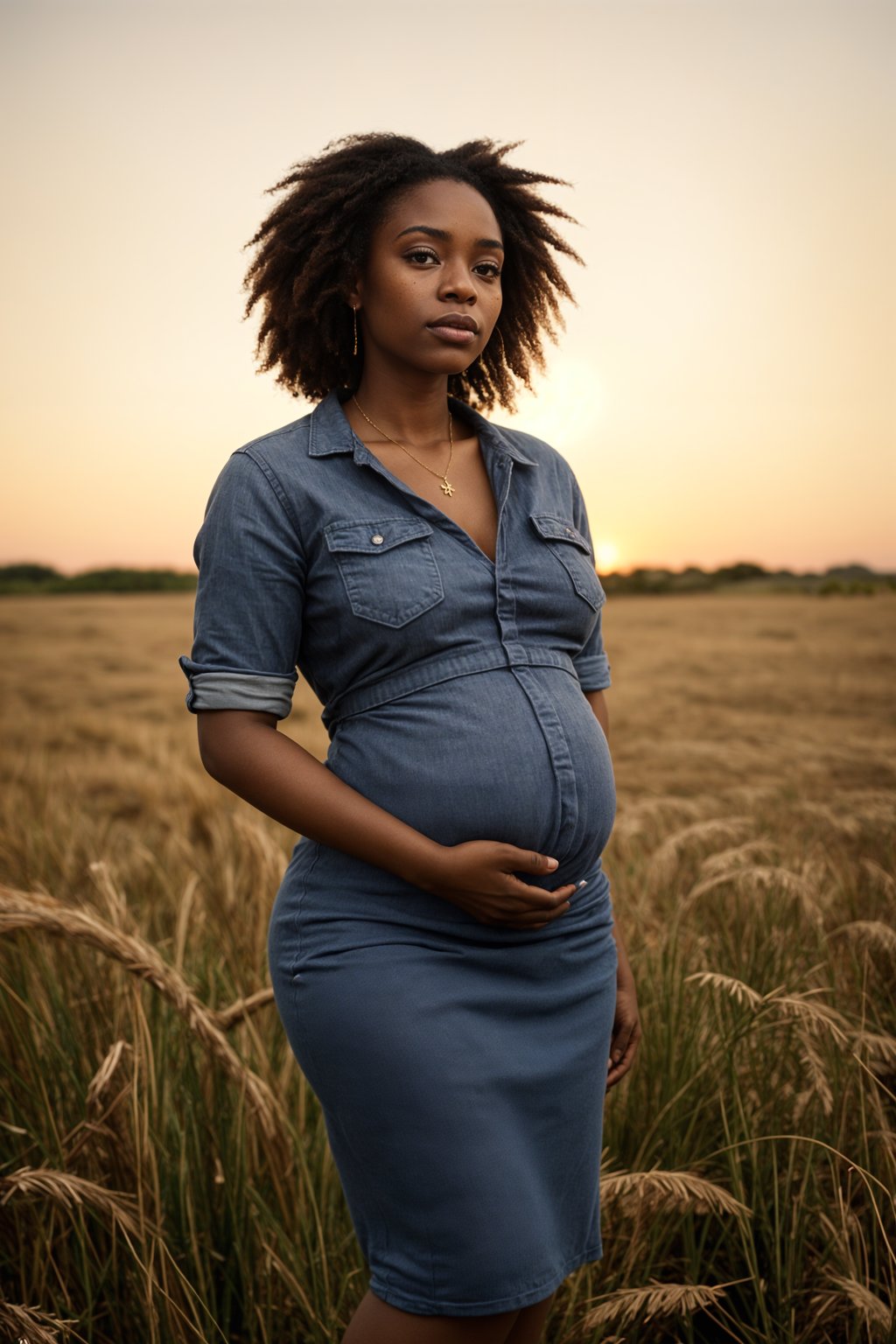 healthy pregnant woman in maternity photographs, beautiful pregnant woman, maternity photography in field of wheat. golden hour