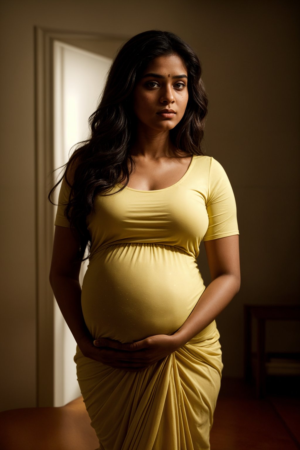 healthy pregnant woman in maternity photographs, beautiful pregnant woman, maternity photography in beautiful home. golden hour