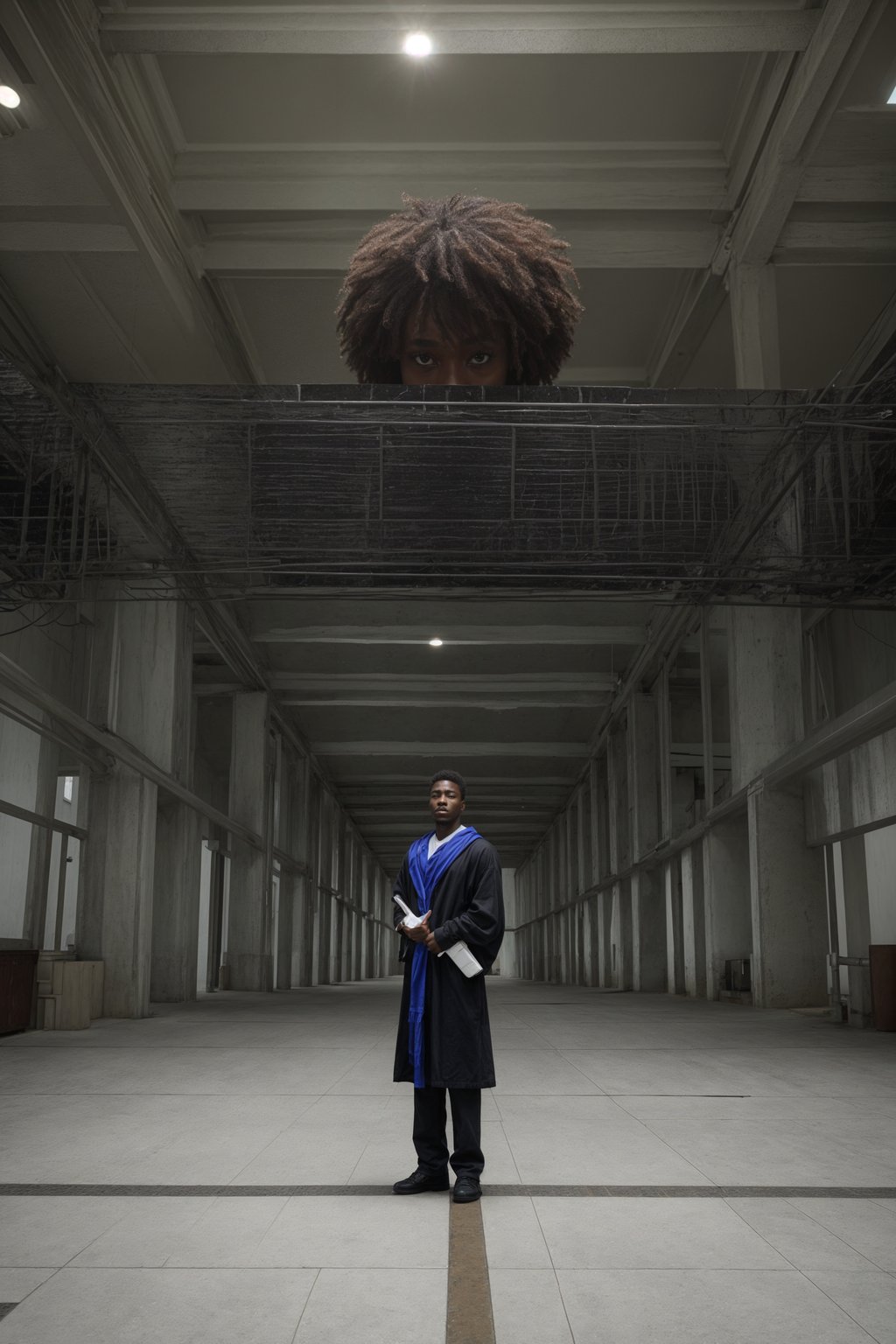 a graduate man wearing their academic regalia, capturing the gratitude and mentorship experienced during their university journey