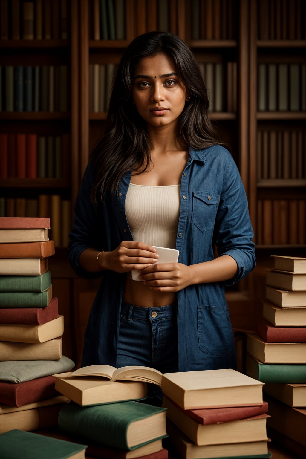 a graduate woman surrounded by books and a laptop, symbolizing the academic dedication and achievements during their university studies