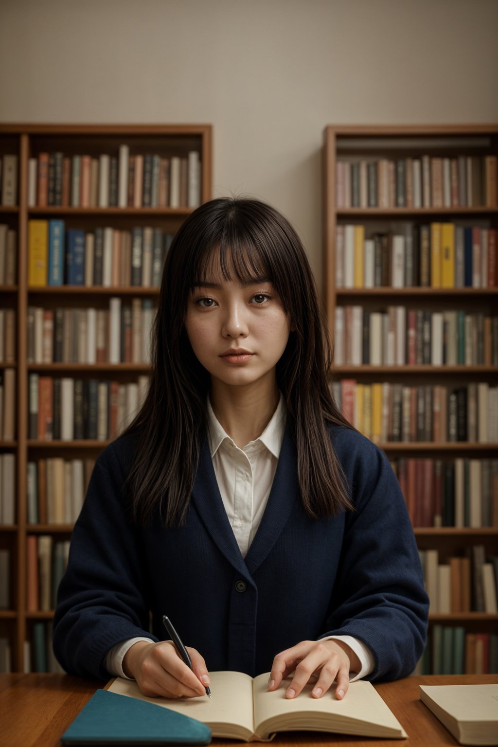 a graduate woman surrounded by books and a laptop, symbolizing the academic dedication and achievements during their university studies