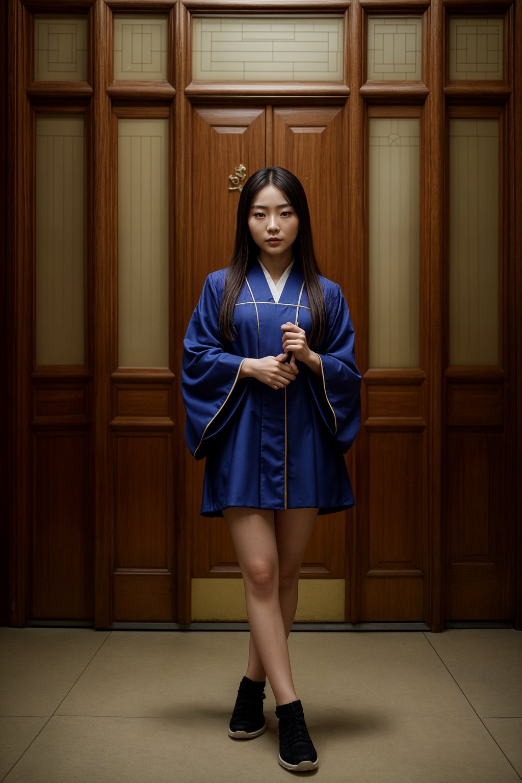 a graduate woman in their academic gown, holding a key or a keychain, representing the doors of opportunities opening up after graduation