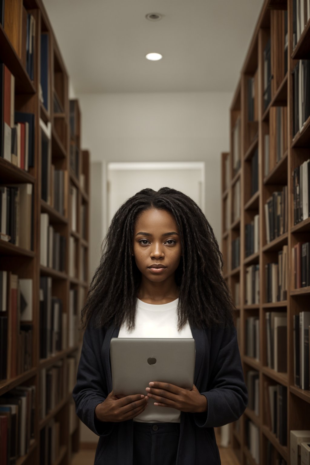 a graduate woman surrounded by books and a laptop, symbolizing the academic dedication and achievements during their university studies