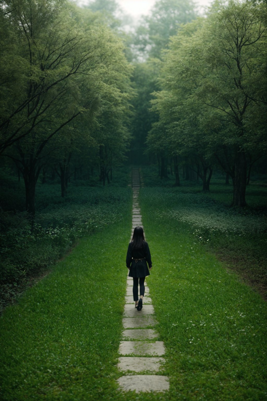 woman in a labyrinth or walking a sacred path, symbolizing the journey of self-discovery and spiritual awakening