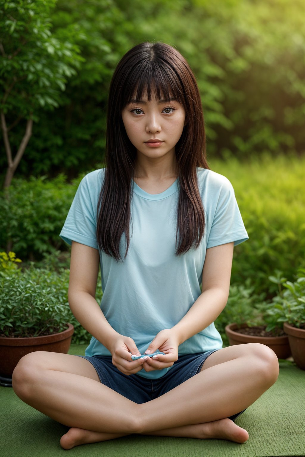 woman engaging in a mindfulness practice such as journaling, painting, or gardening, cultivating inner stillness and creativity