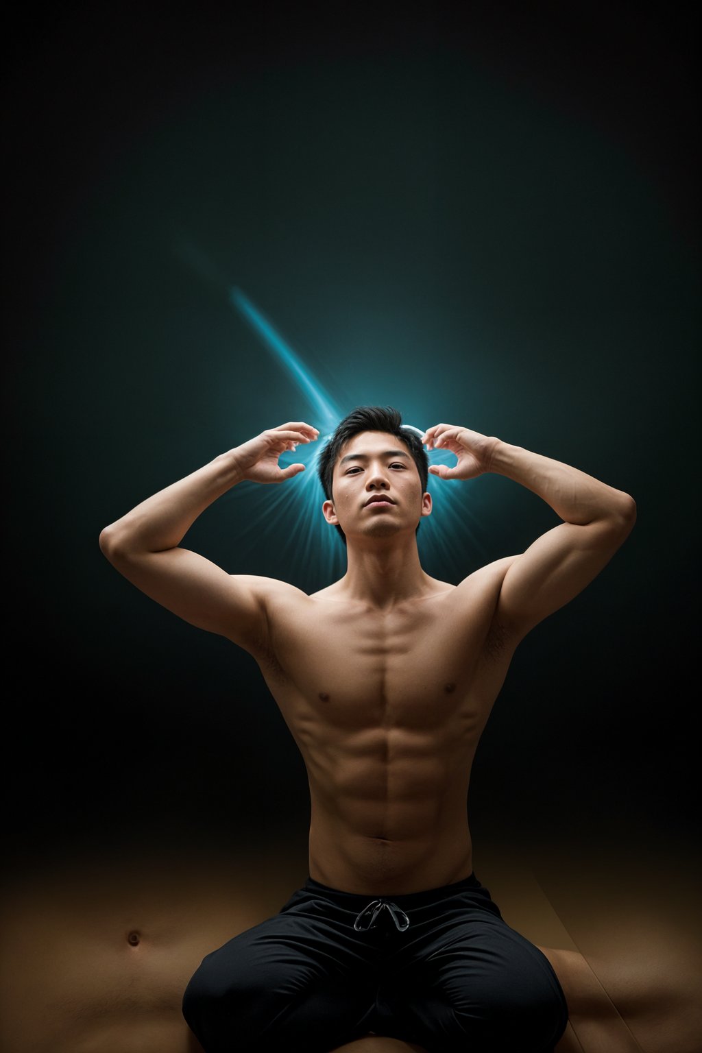 man receiving energy healing or participating in a healing circle, capturing the flow of healing energy and the restoration of balance