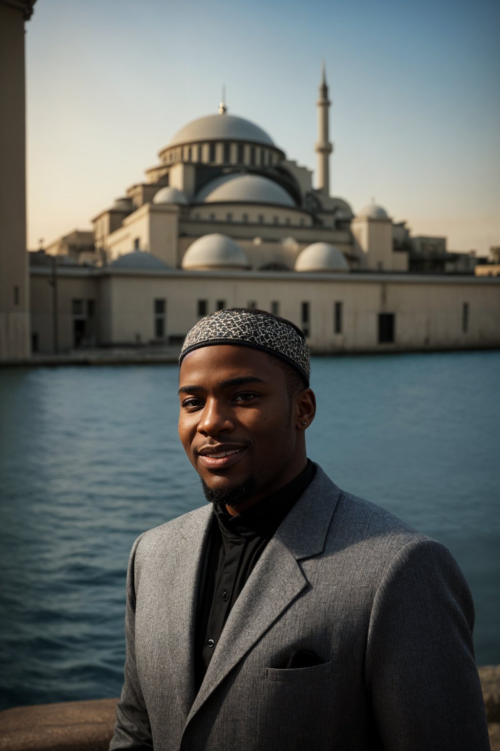 smiling man in Istanbul with The Mosque in background