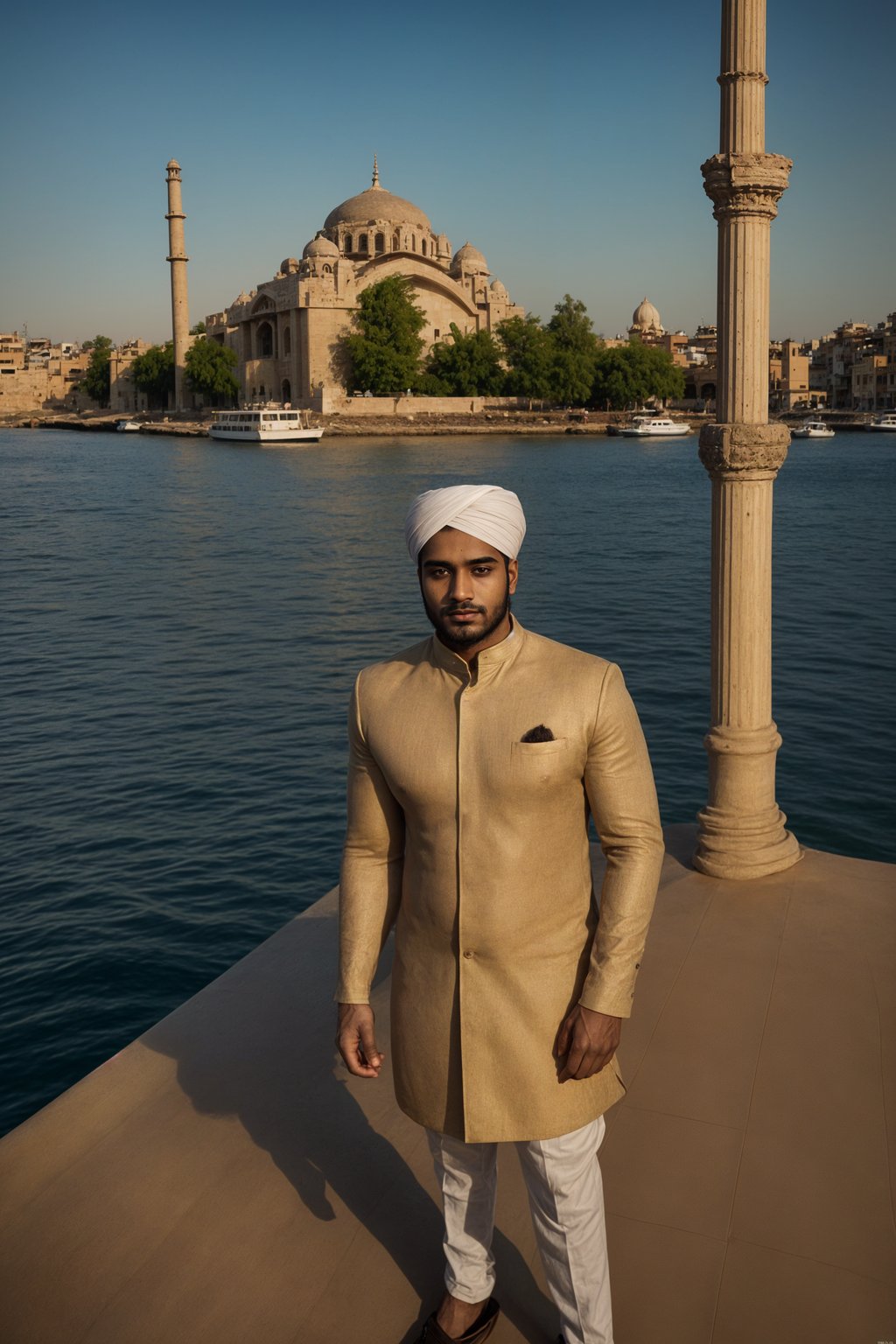 smiling man in Istanbul with The Mosque in background