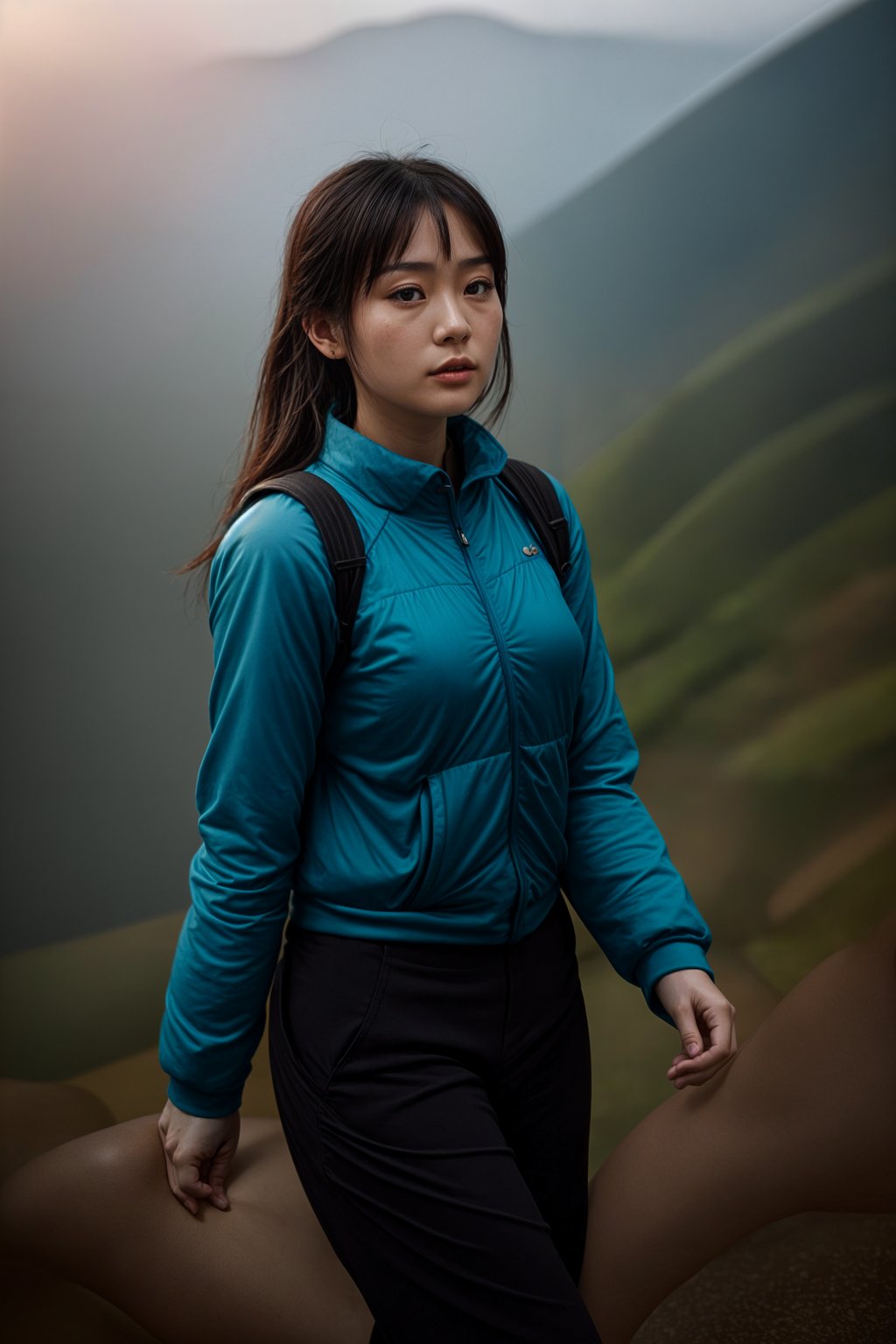 woman hiking in mountains