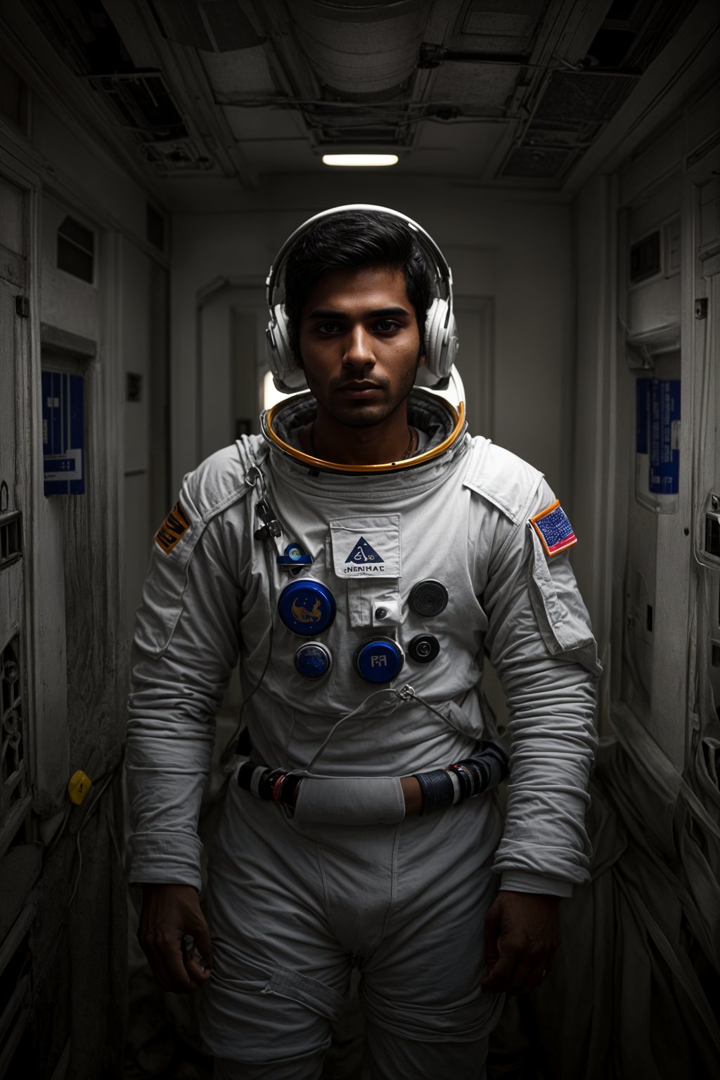 man as NASA Astronaut in space suit