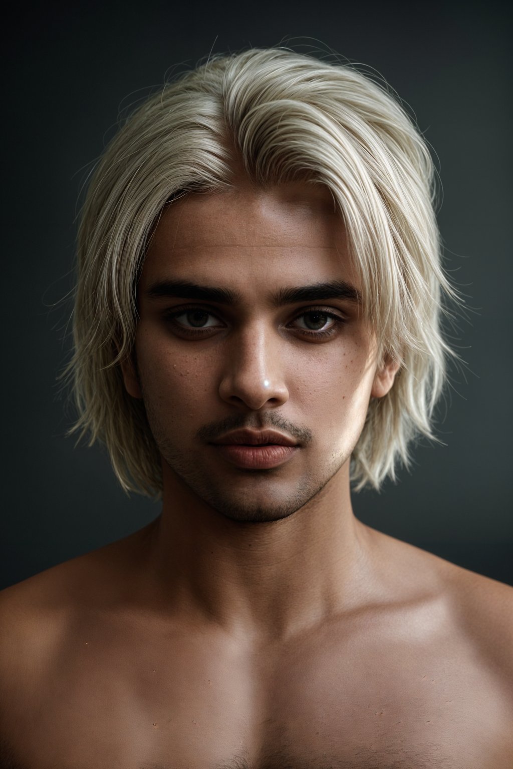 man with platinum blonde hair dyed