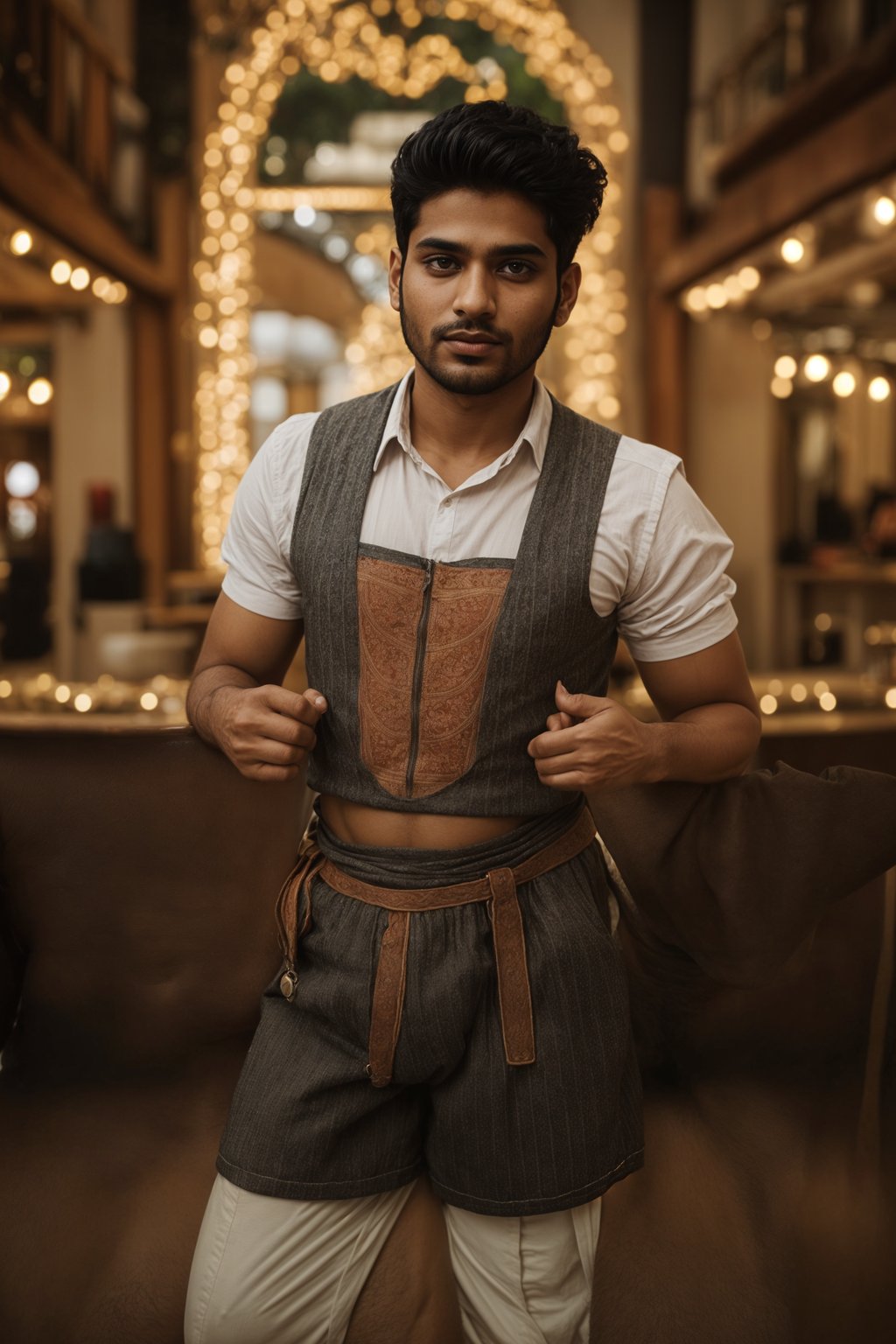 happy man in Lederhosen for Oktoberfest at Oktoberfest