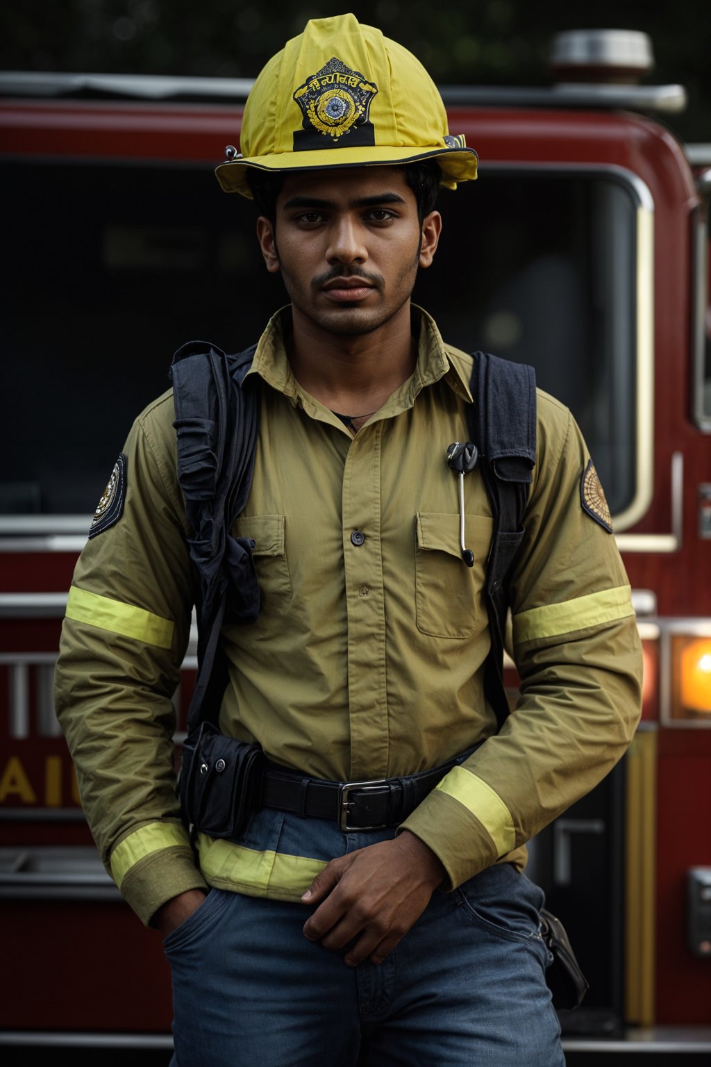 man as a Firefighter. highly detailed