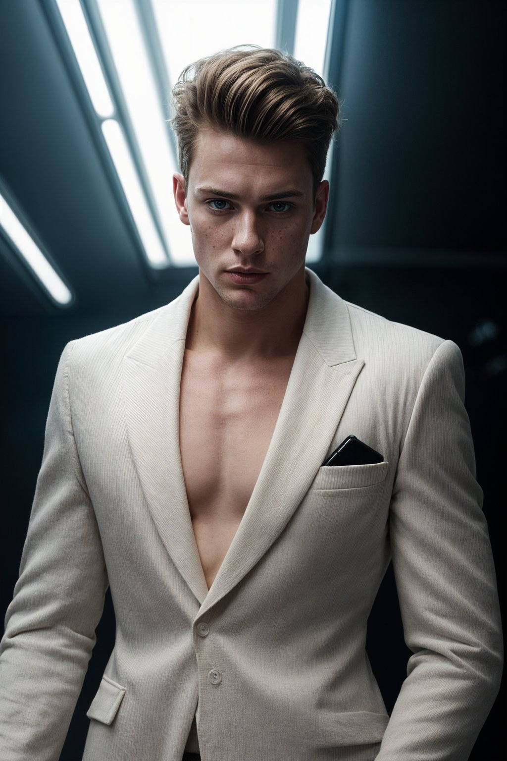 face of man fashion man in fashion show clothes, official balmain editorial