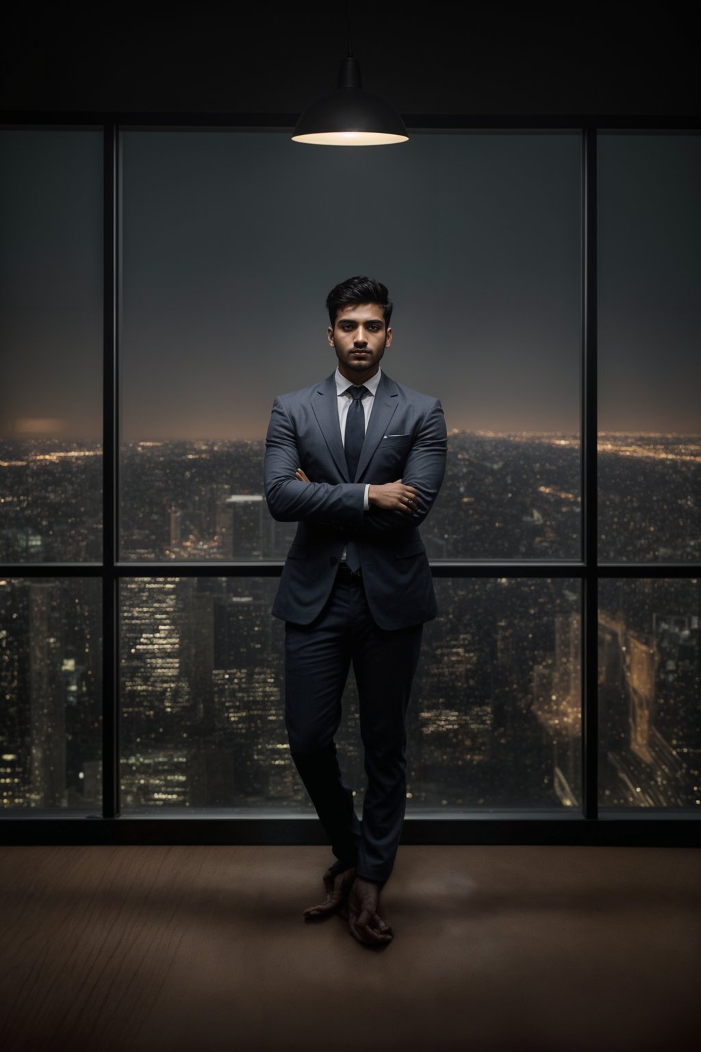 8k professional headshot of man, crisp details, studio backdrop, executive attire, confident posture, neutral expression, high-definition, corporate setting, sharp focus, ambient lighting, business professional, cityscape view