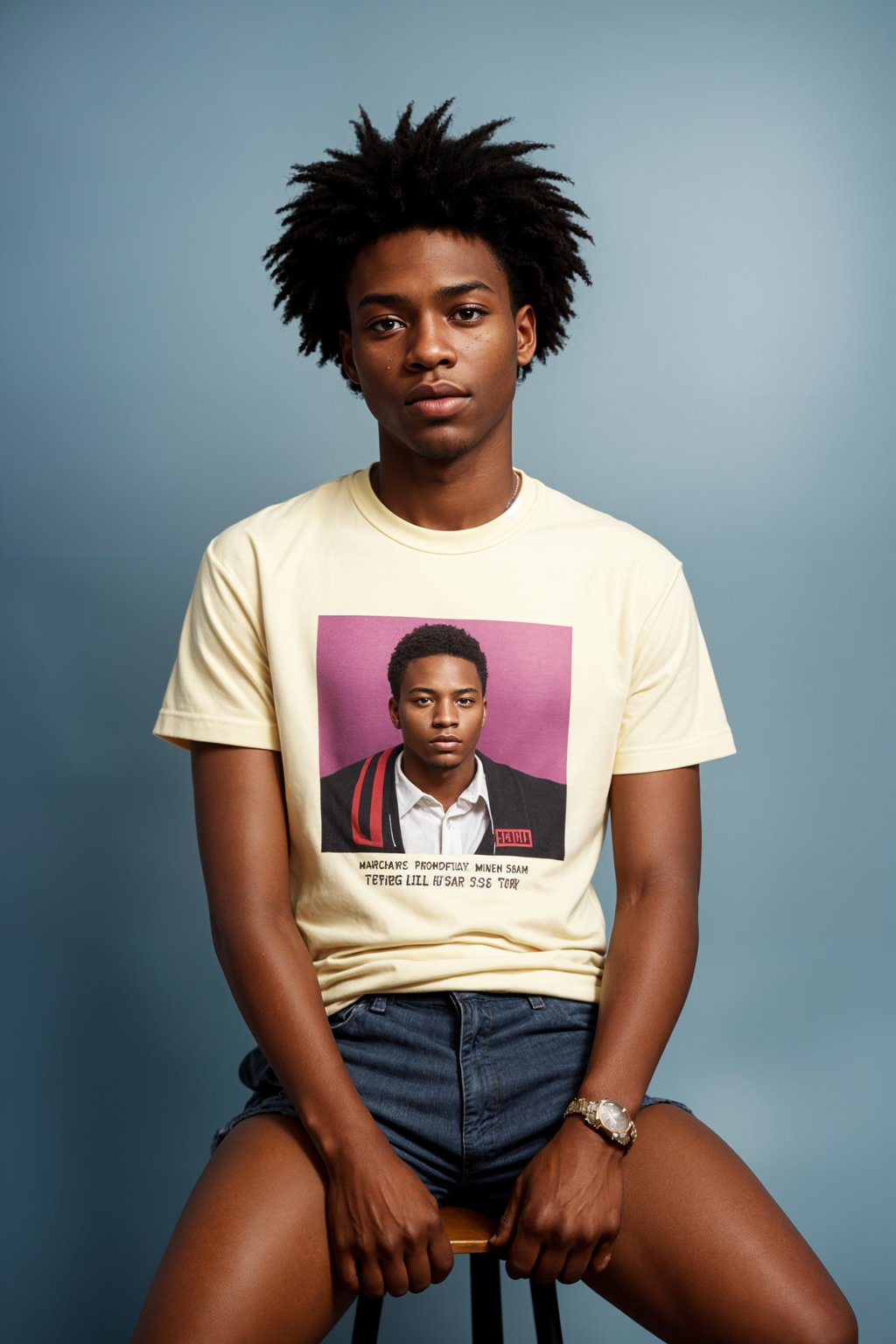 (school portrait) photo headshot of a young 18 y o man in 1990s style, nineties style, 90s, 1990s fashion, 1990s hair, school, man is sitting and posing for a (yearbook) picture, blue yearbook background, official school yearbook photo, man sitting (looking straight into camera), (school shoot), (inside), blue yearbook background