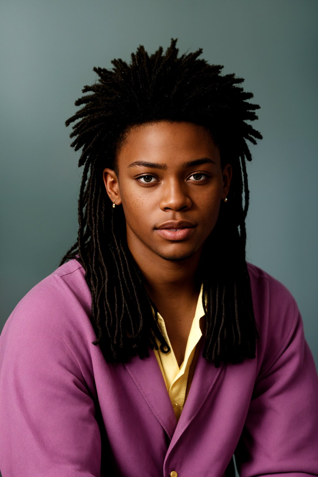 (school portrait) photo headshot of a young 18 y o man in 1990s style, nineties style, 90s, 1990s fashion, 1990s hair, school, man is sitting and posing for a (yearbook) picture, blue yearbook background, official school yearbook photo, man sitting (looking straight into camera), (school shoot), (inside), blue yearbook background