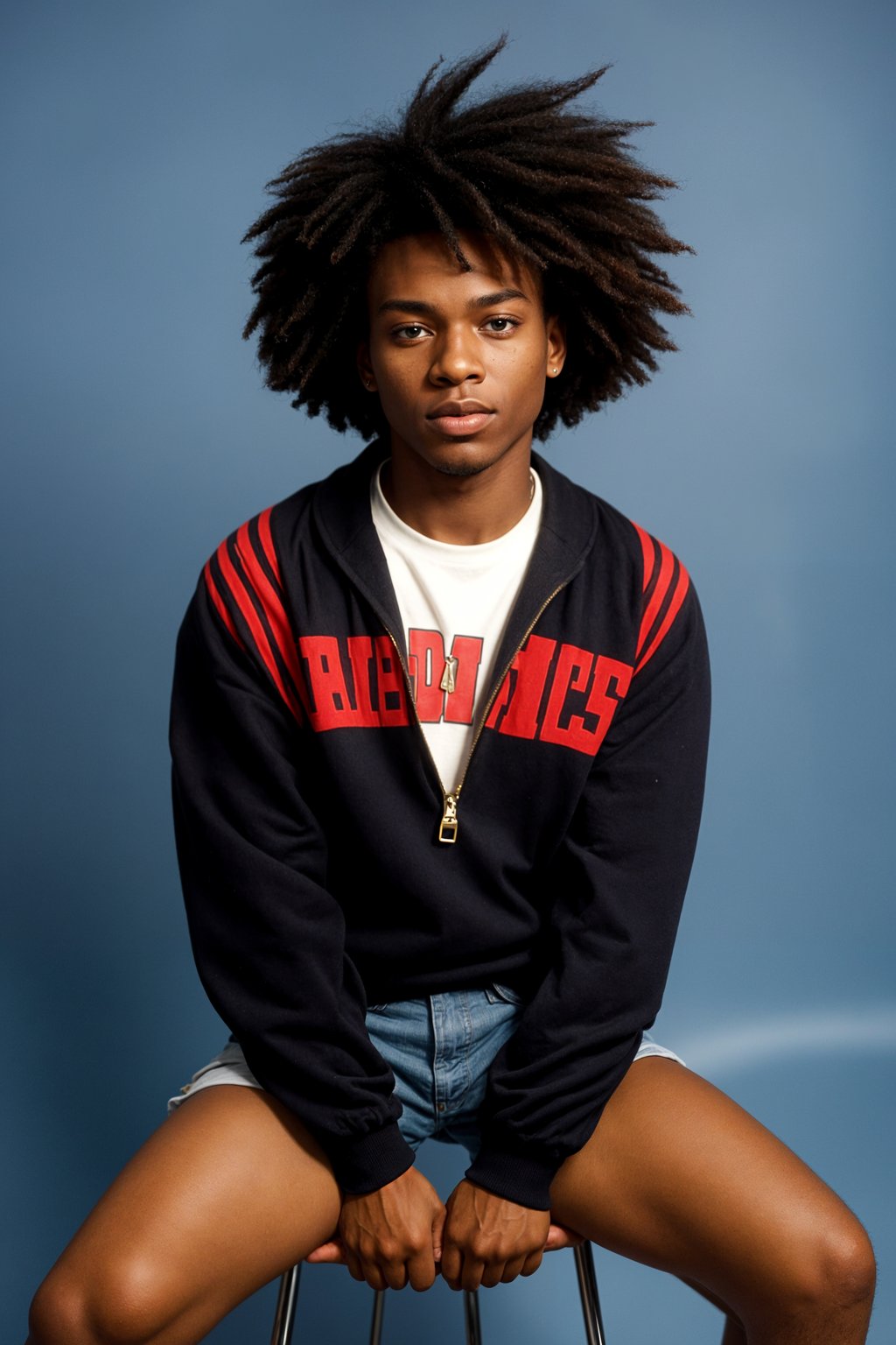 (school portrait) photo headshot of a young 18 y o man in 1990s style, nineties style, 90s, 1990s fashion, 1990s hair, school, man is sitting and posing for a (yearbook) picture, blue yearbook background, official school yearbook photo, man sitting (looking straight into camera), (school shoot), (inside), blue yearbook background