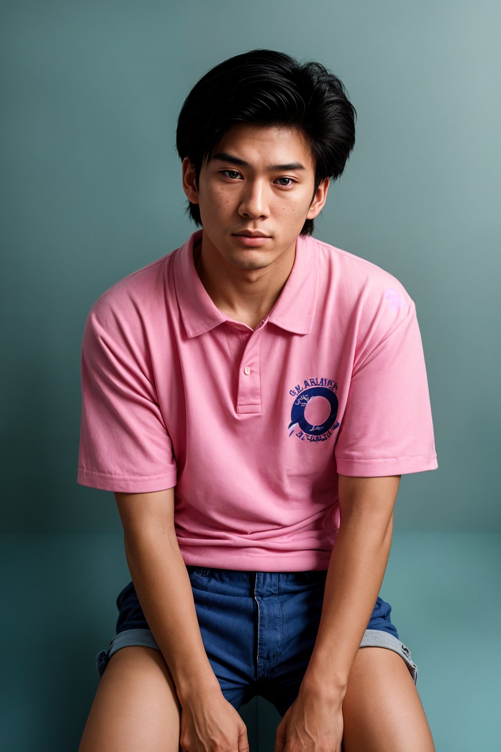 (school portrait) photo headshot of a young 18 y o man in 1990s style, nineties style, 90s, 1990s fashion, 1990s hair, school, man is sitting and posing for a (yearbook) picture, blue yearbook background, official school yearbook photo, man sitting (looking straight into camera), (school shoot), (inside), blue yearbook background