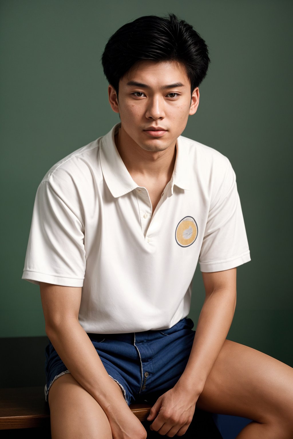 (school portrait) photo headshot of a young 18 y o man in 1990s style, nineties style, 90s, 1990s fashion, 1990s hair, school, man is sitting and posing for a (yearbook) picture, blue yearbook background, official school yearbook photo, man sitting (looking straight into camera), (school shoot), (inside), blue yearbook background