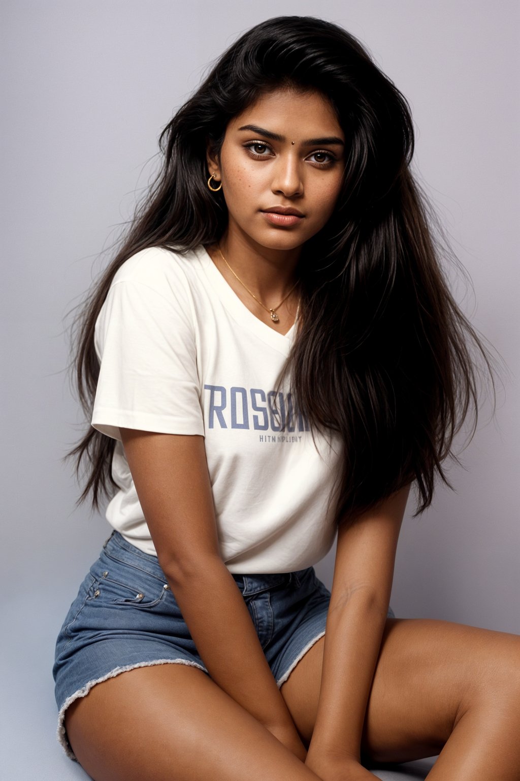 (school portrait) photo headshot of a young 18 y o woman in 1990s style, nineties style, 90s, 1990s fashion, 1990s hair, school, woman is sitting and posing for a (yearbook) picture, blue yearbook background, official school yearbook photo, woman sitting (looking straight into camera), (school shoot), (inside), blue yearbook background