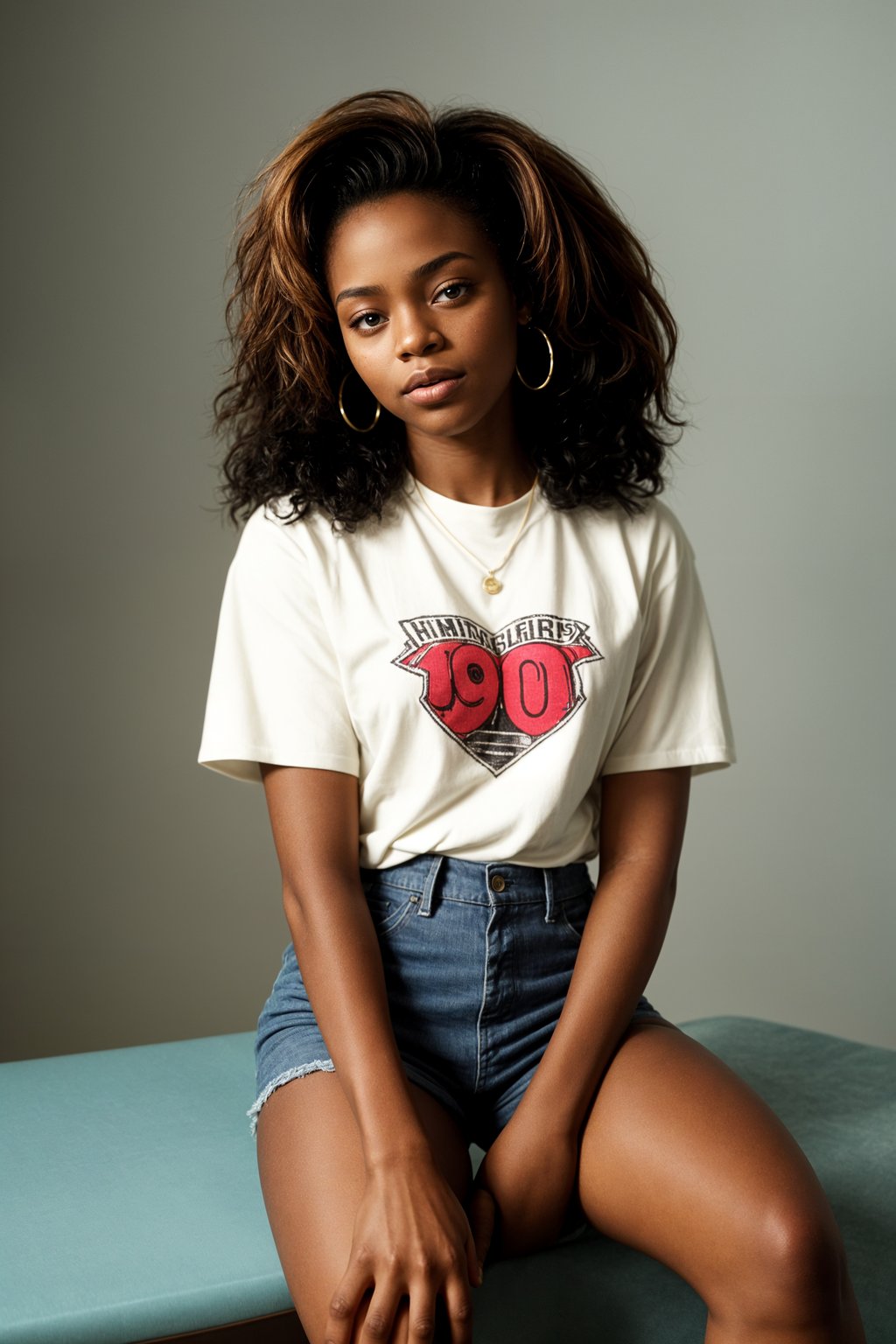 (school portrait) photo headshot of a young 18 y o woman in 1990s style, nineties style, 90s, 1990s fashion, 1990s hair, school, woman is sitting and posing for a (yearbook) picture, blue yearbook background, official school yearbook photo, woman sitting (looking straight into camera), (school shoot), (inside), blue yearbook background