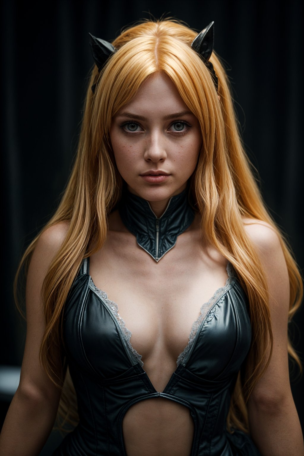 cosplayer woman as cosplay convention, studio lights