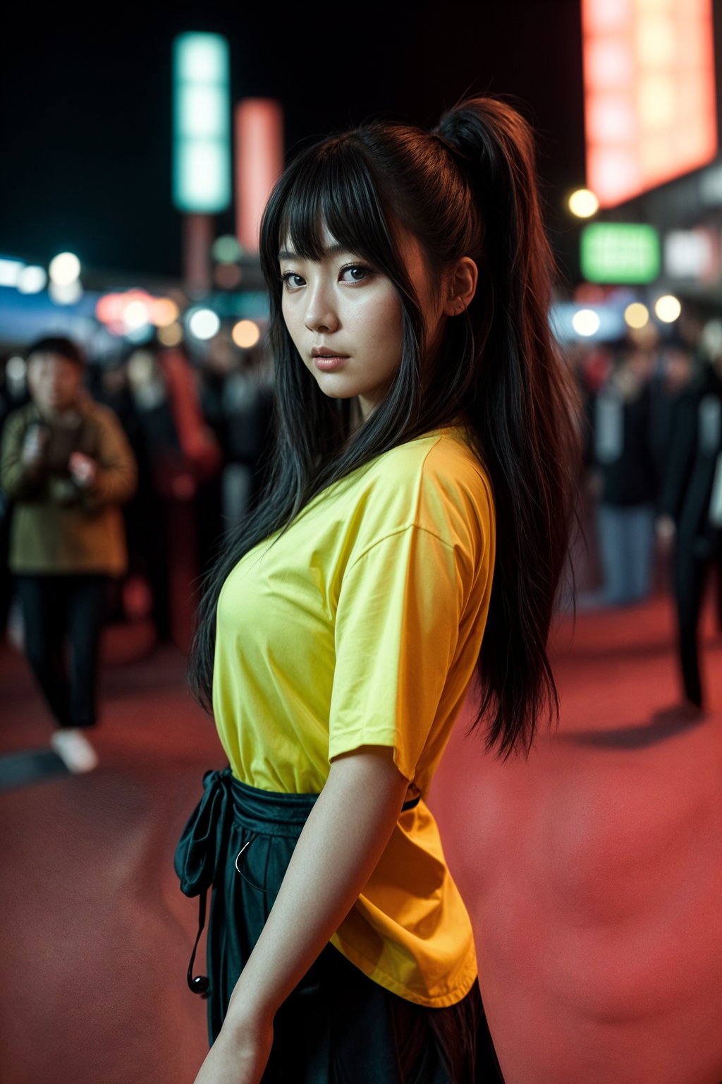 a woman with colorful festival makeup , standing out in the crowd and embracing the festival's vibrant atmosphere