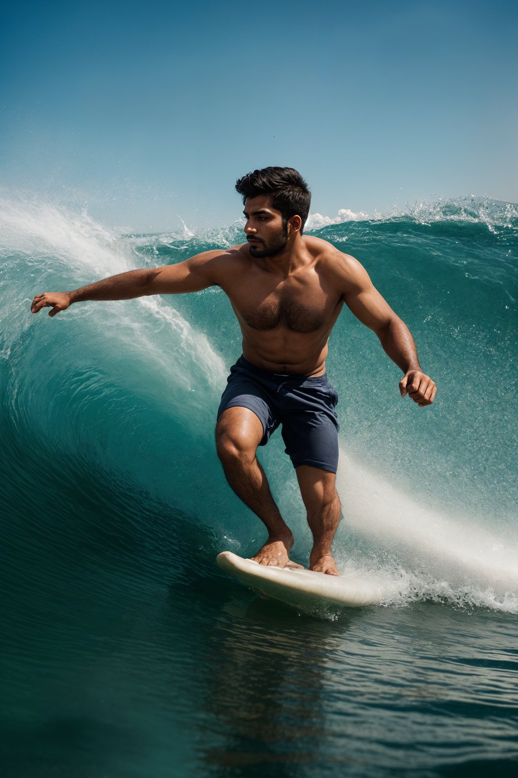 a charming masculine  man showcasing their adventurous side while participating in water sports like surfing or paddleboarding