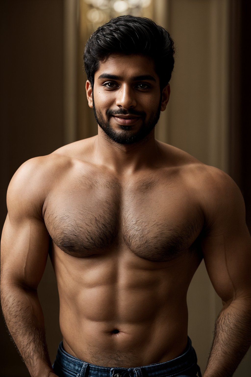 smiling masculine  man posing with a cute pet